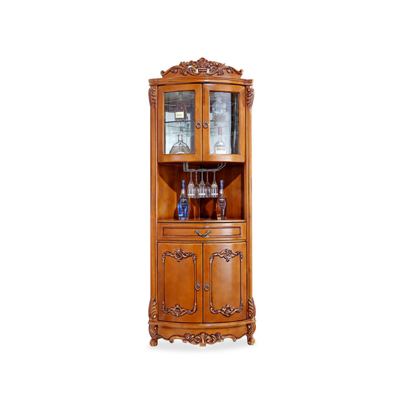 Armoire de coin en bois massif brun, H 86,61 po x l 23,62 po x P 35,43 po, Brun