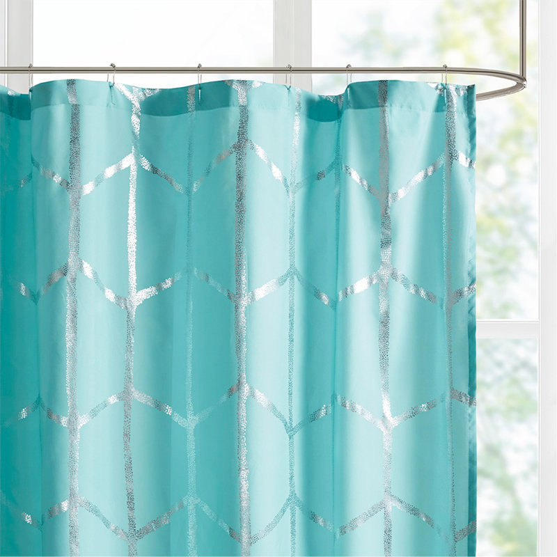 Rideau de douche imprimé métallique, Aqua / argenté