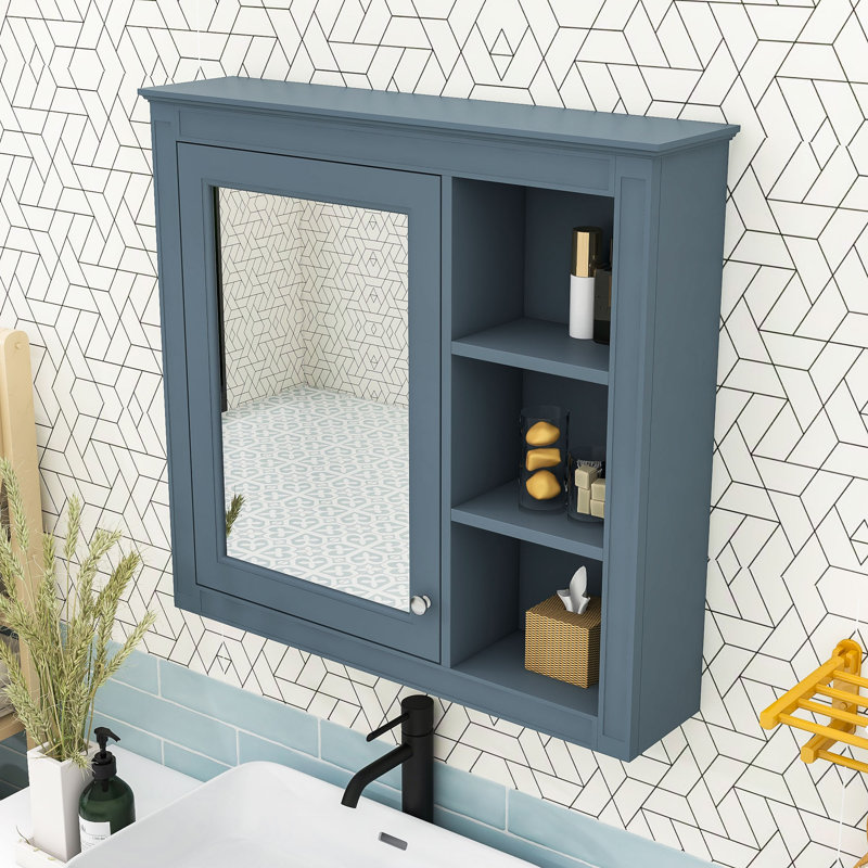 Armoire à pharmacie murale avec miroir Vionda, Bleu gris