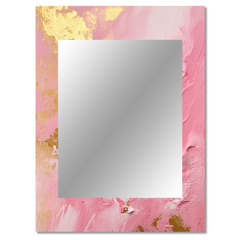 Rose et or, Energies nouvelles III - miroir mural abstrait unique, miroir moderne, impression d'art en métal, 40 po x 30 po