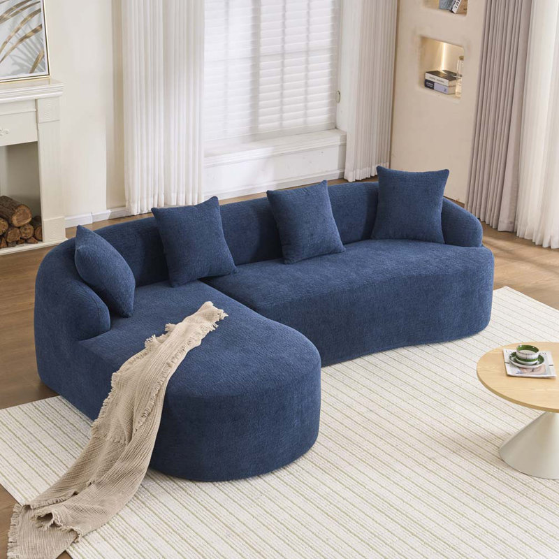 Canapé modulaire en L Chenille, Marine