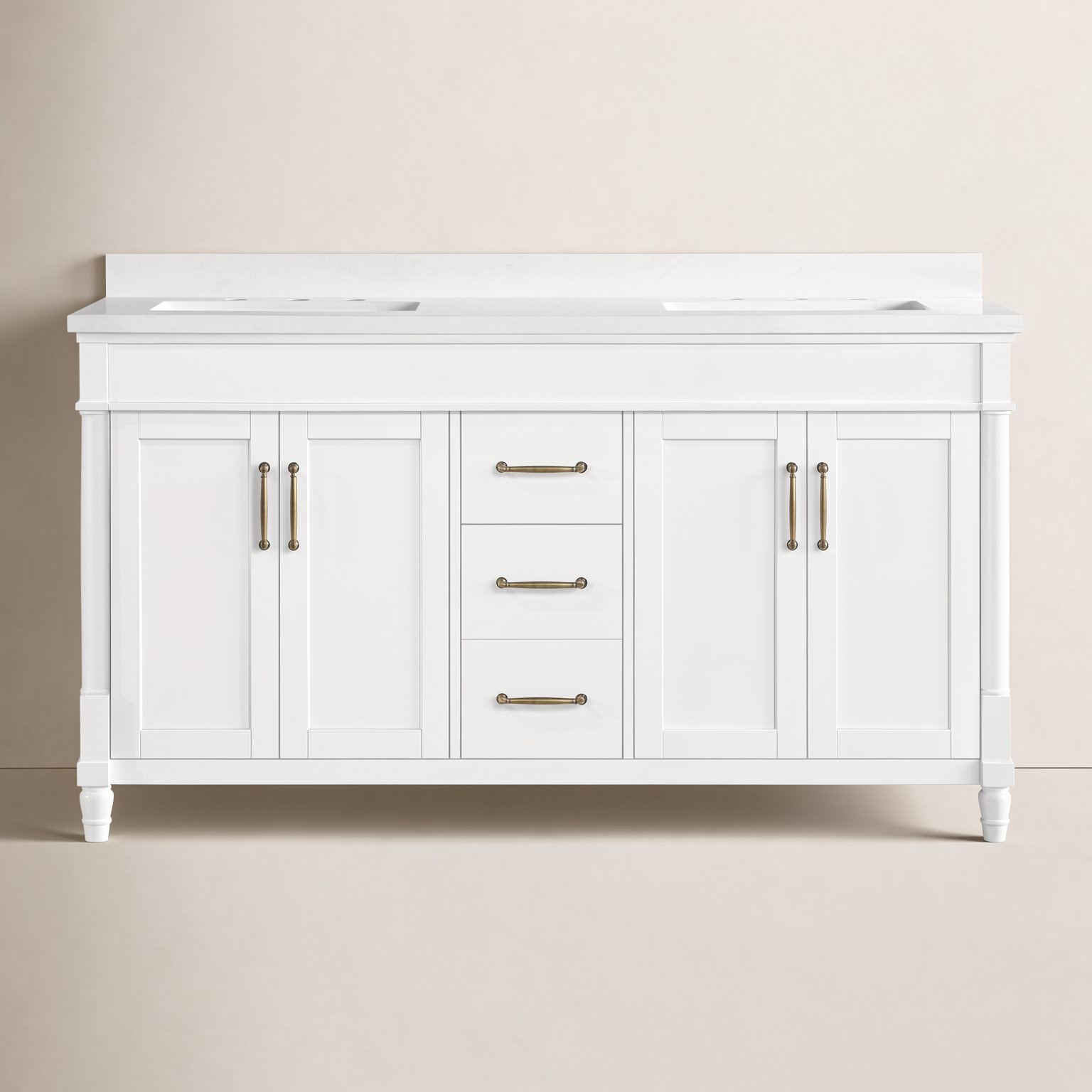 Burdick 60" Double Bathroom Vanity, Pure White