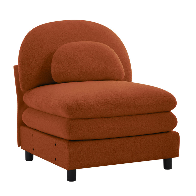Canapé sans accoudoirs courbé en tissu avec oreiller Vitoria, Orange