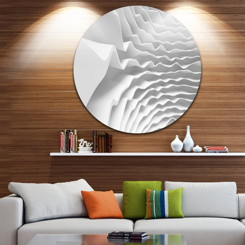 « fractal curveed white 3d waves », impression sur métal, H 23 po x l 23 po x P 1 po