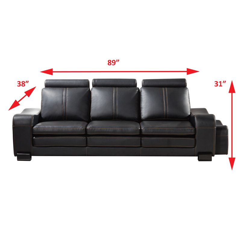 Vierra 89'' Faux Leather Sofa, Black