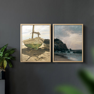 Vintage nAUTICAL II - estampe numérique encadrée - ensemble de 2