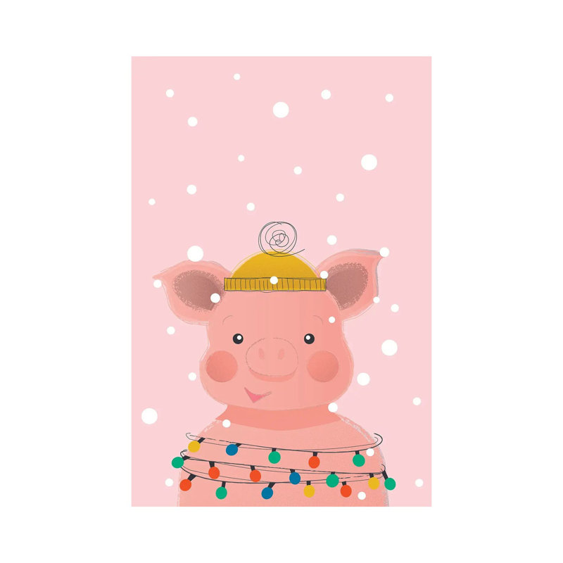 Christmas Animals Cute Pig by Show Me Mars - No Frame Gallery-Wrapped Canvas Giclée on Canvas, 30.48cm H x 20.32cm W
