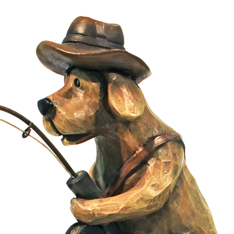 Statue pour chien et copains de pêche Black Bear