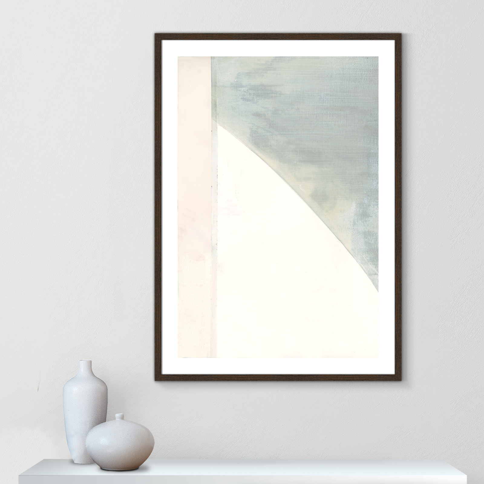 In Neutral I - Painting Print, 41.5" H x 29.5" W x 0.75" D, Walnut Wood Framed Paper