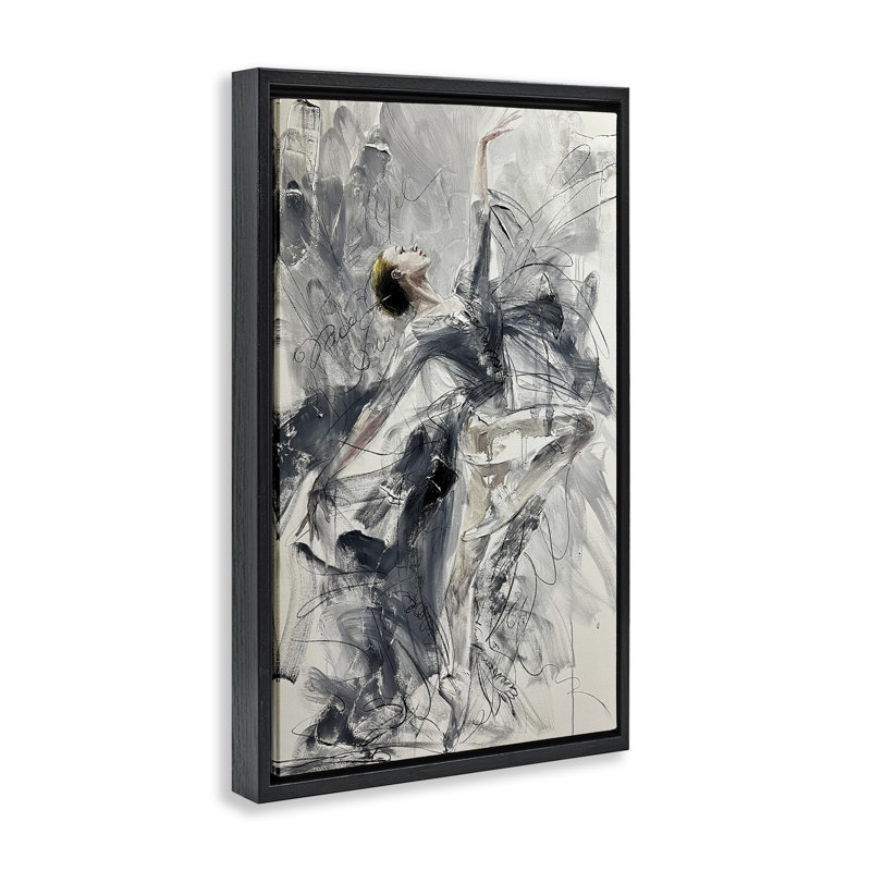 Cadre flottant Elegant Pose Dancer, design par Lucille Lee, Cadre flottant noir de jais, H 25 po x l 17 po