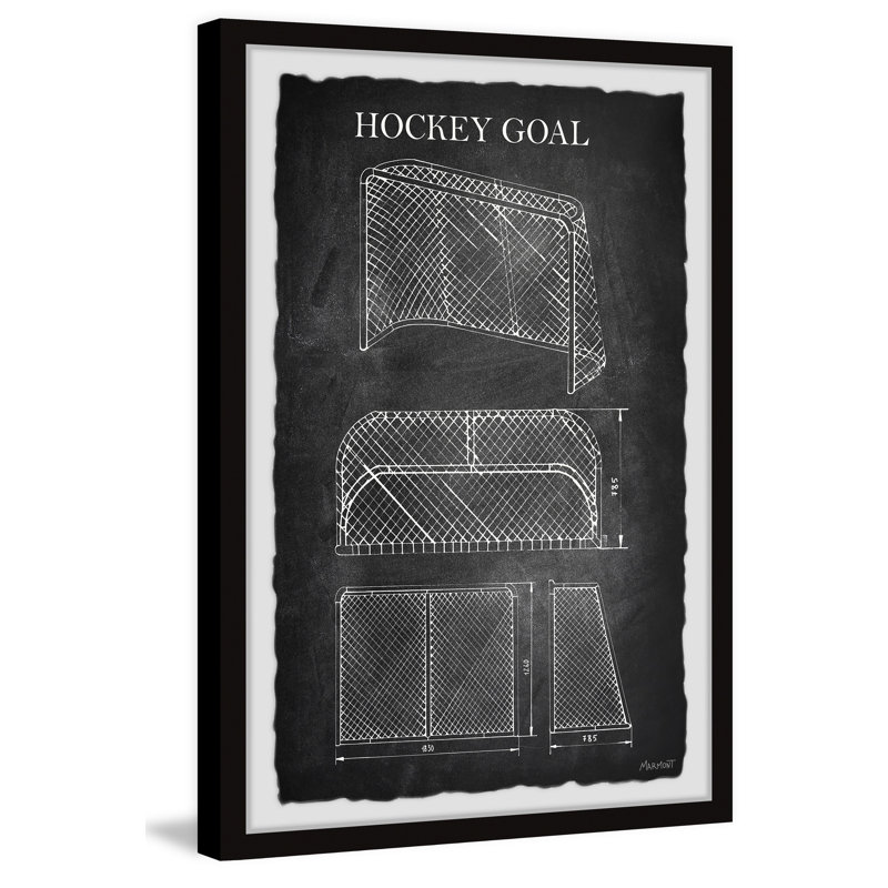 Cadre photo « hockey goal blueprint ii », impression sur papier, H 45 po x l 30 po x P 1,5 po