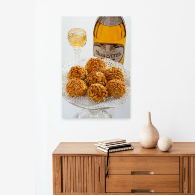 Plate Of Panellets With A Muscatel, Barcelona, Catalonia, Spain Traditional Pine Wall Art
