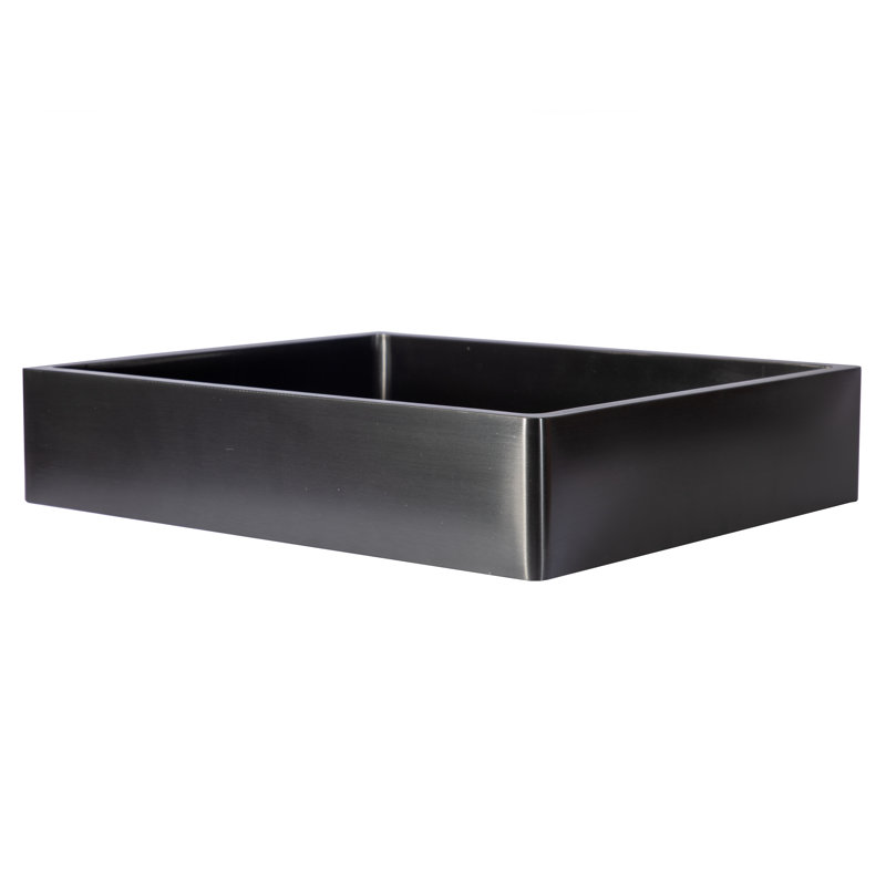 Stainless Steel Rectangular Vessel Bathroom Sink, Black