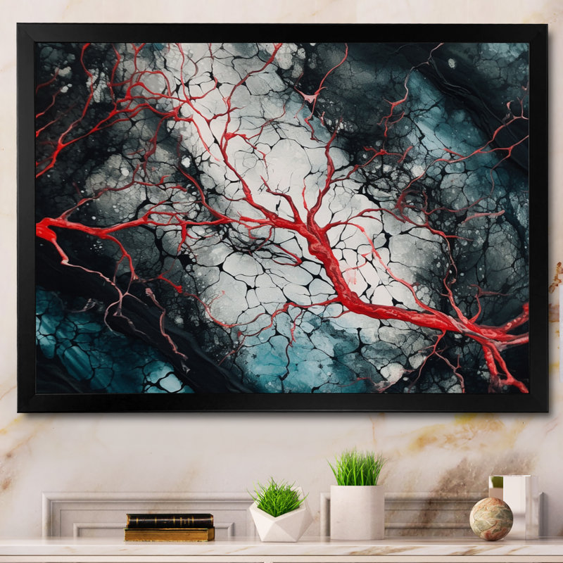 Encre liquide Chaz Blue Red Captivating II, Cadre photo noir, H 30 po x l 40 po x P 1,5 po