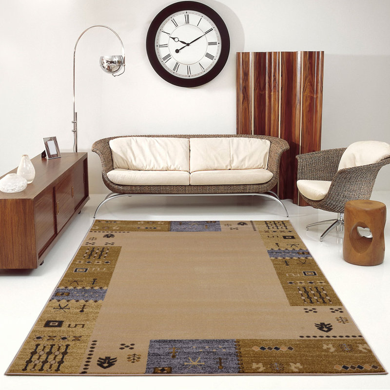 Tapis brun ikat, Rectangle 3 pi 9 po x 5 pi 5 po