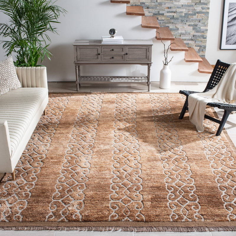 Rozalie Hand Knotted Wool And Jute Geometric Rug, Rectangle 6' x 9'