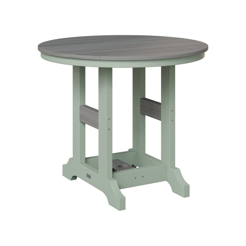 Garden Classic Outdoor Round Dining Table, Seafoam, Driftwood Gray