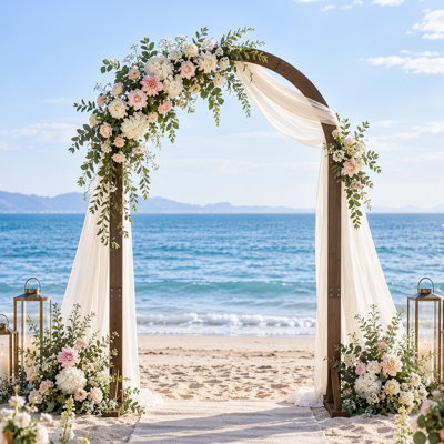 Winado 7 ft Arched Solid Wood Wedding Arbor Backdrop for Ceremony and Party