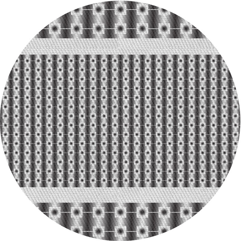 Tapis décoratif à motif géométrique noir Rossman, Rond 7 pi