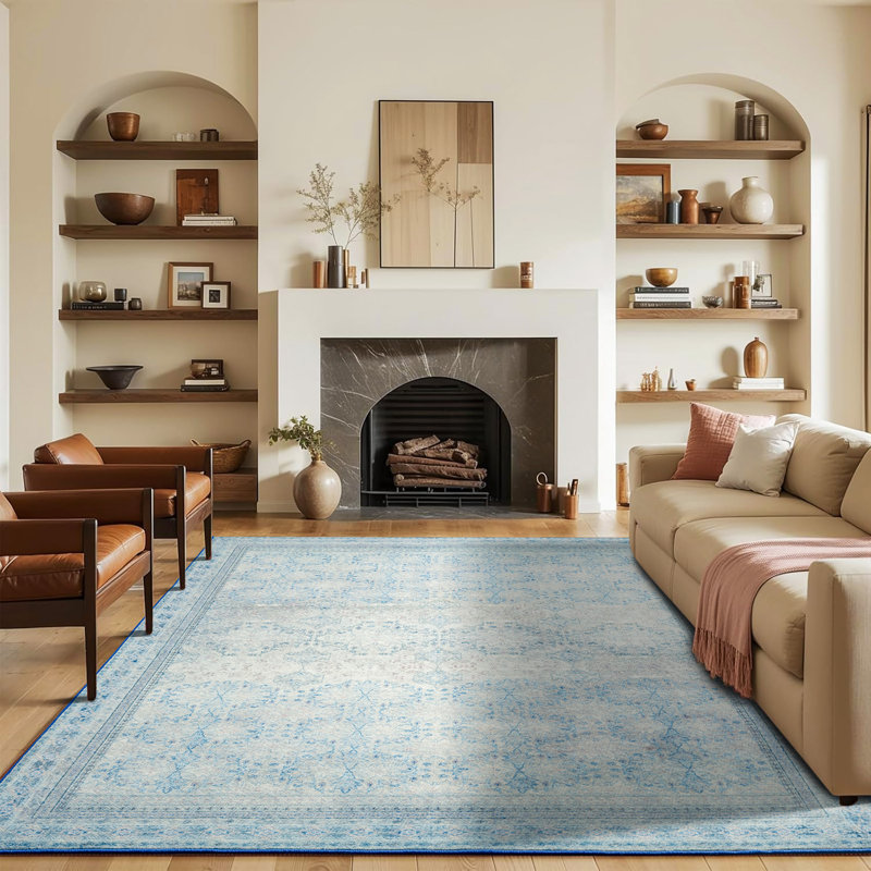 Tapis de salon à motif floral oriental Fillender, Rectangle de 5 pi x 8 pi