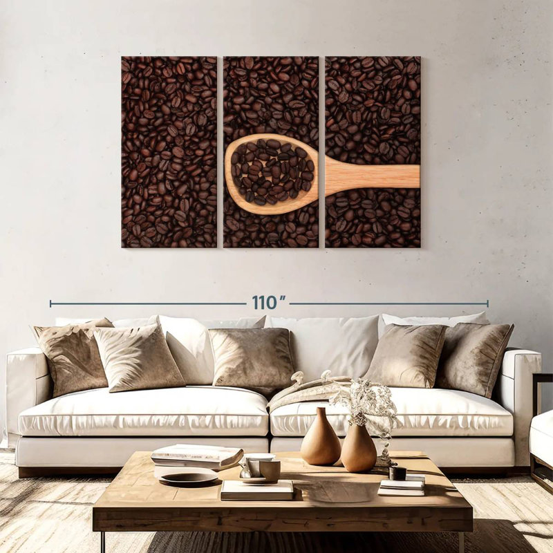 Grains de café Yarlin sur cuillère, H 48 po x l 74 po