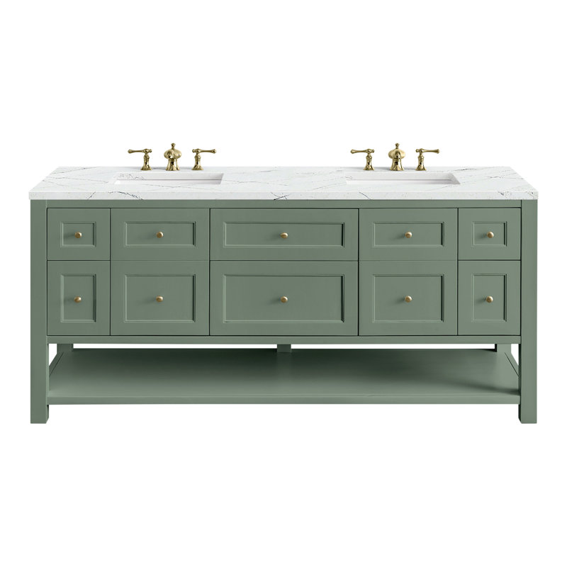 Breckenridge 72'' W Double Vanity, Ethereal Noctis, Smokey Celadon, 8" Widespread