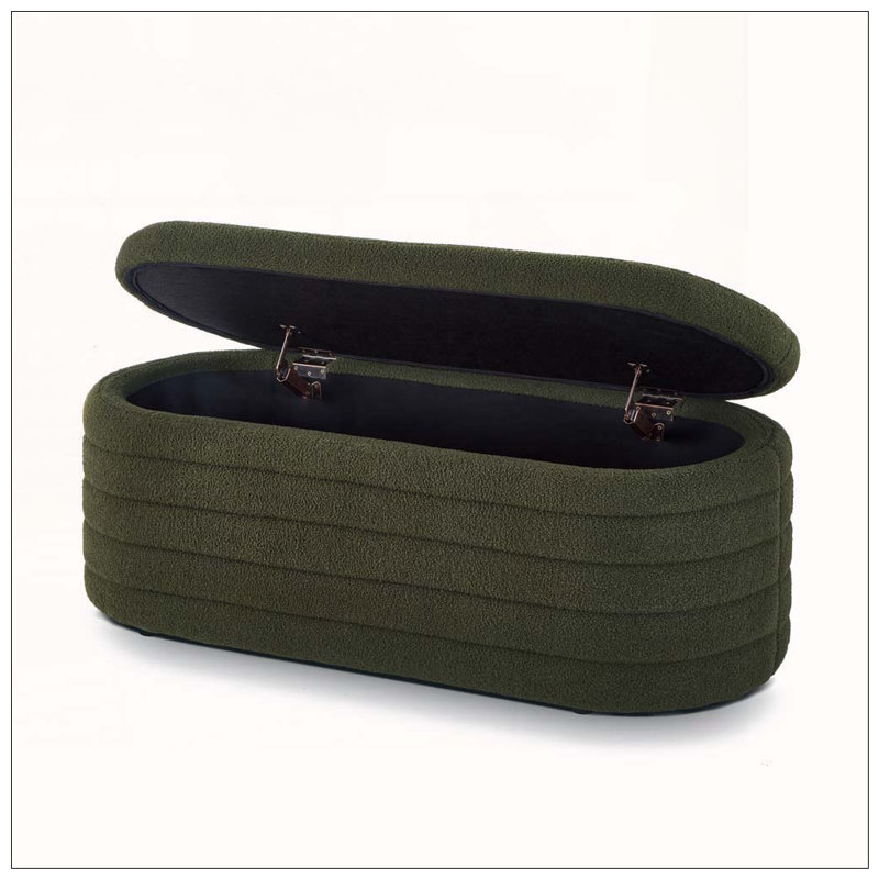 Banc de rangement moderne avec repose-pieds ovale, Vert foncé