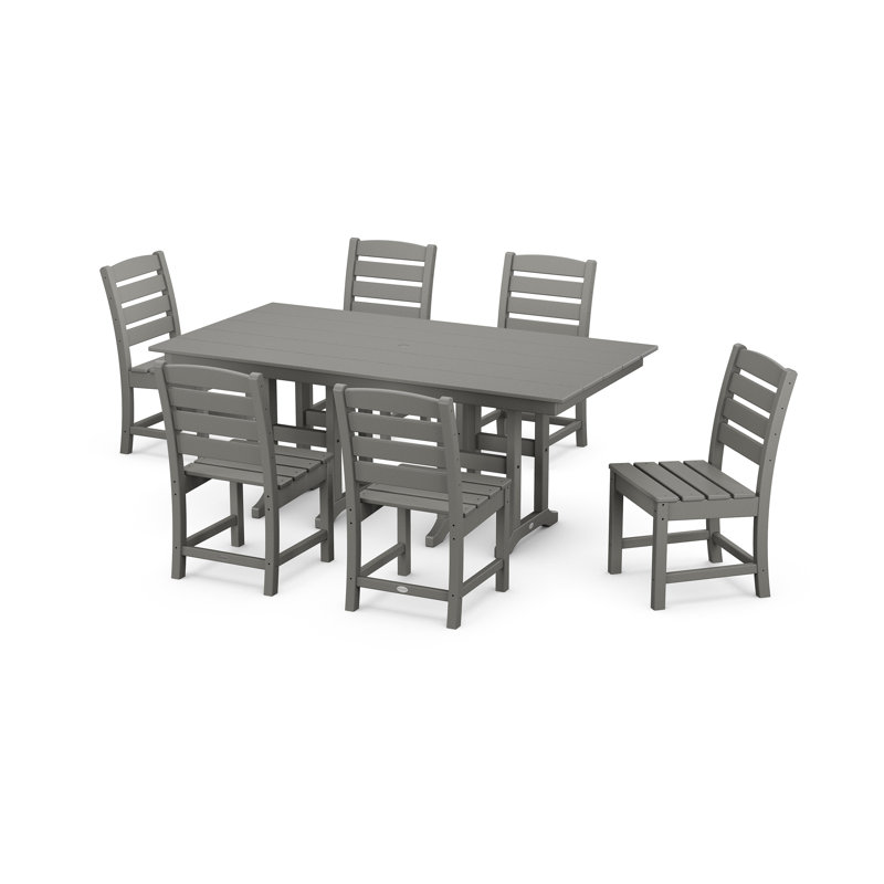 POLYWOOD x Sol 72 7-Piece Traditional Dining Set, Slate Gray