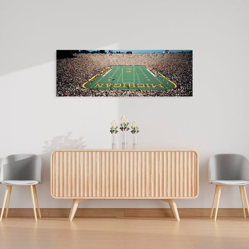 University Of Michigan Stadium Ann Arbor Michigan USA 1 Piece Wrapped Canvas Panoramic Wall Art, 40.64 cm H x 121.92 cm W