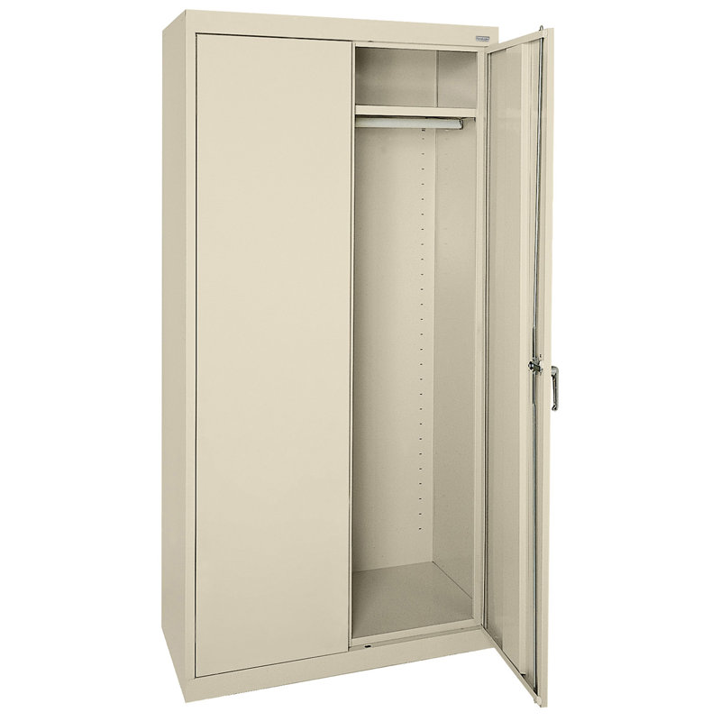 Classic Sandusky Lee 36" W x 24" D x 72" H Steel Wardrobe Cabinet with Adjustable Shelf by Sandusky, Putty