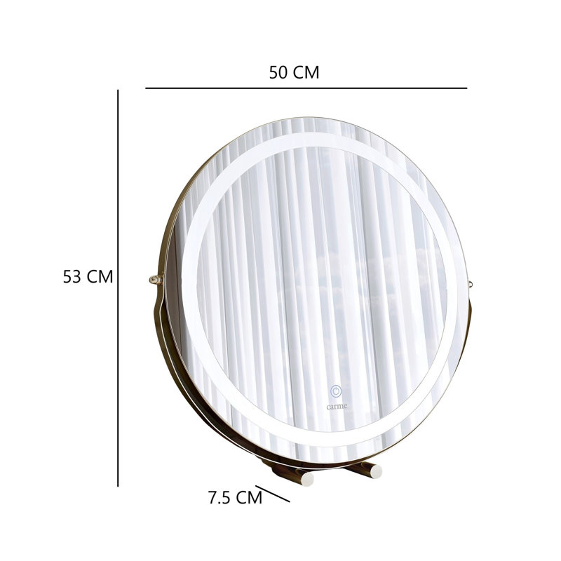 Zara Touch Sensor LED Light Mirror, Gold, 53 cm x 50 cm