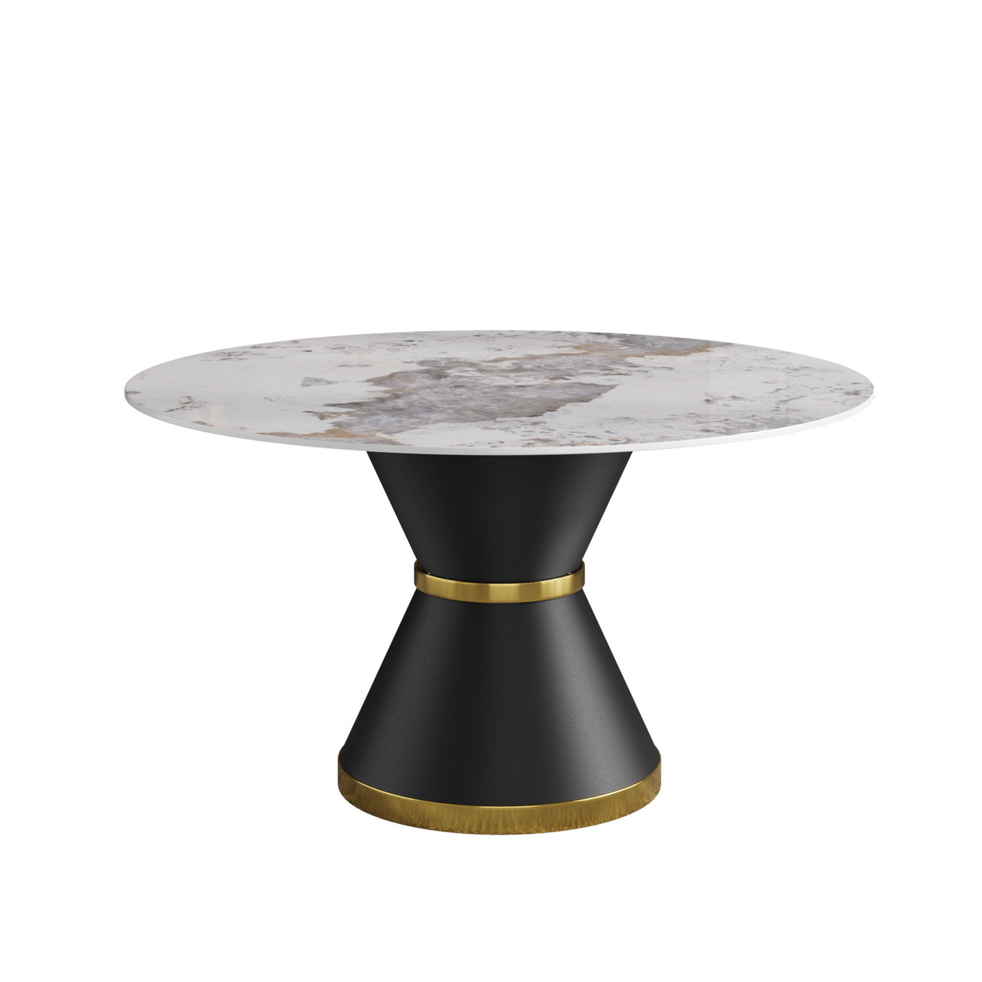 Brayden Studio® 59.05"Modern Artificial Stone Round Black Carbon Steel ...