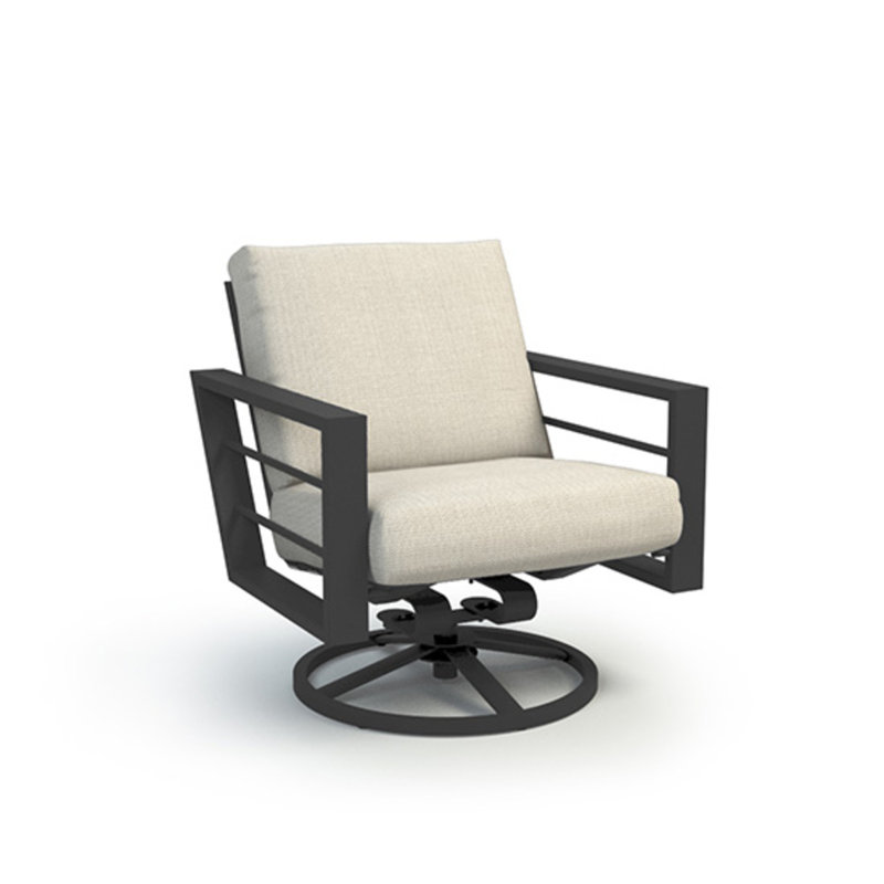 Sutton Swivel Rocker Chat Chair With Cushion, Umber, Canvas Granite