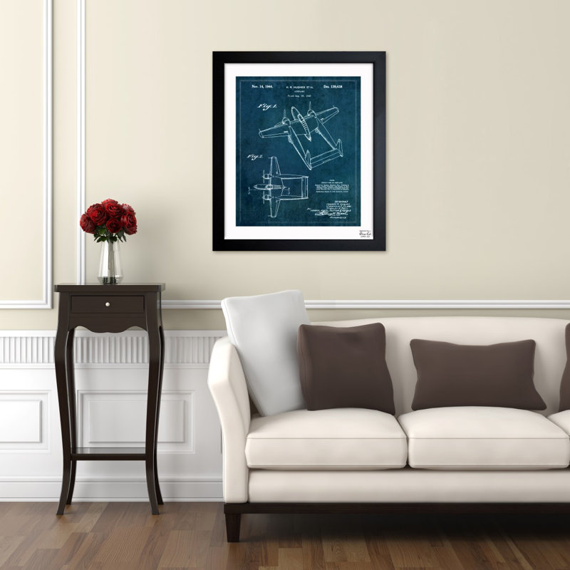 Avion - Reproduction d'art graphique sur papier, H 19,5 po x l 16,5 po x P 0,5 po