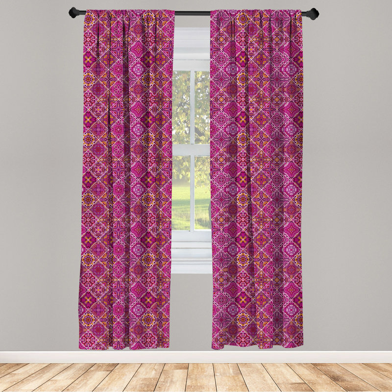 Checkered Semi-Sheer Rod Pocket Curtain Panels, 28" x 63"