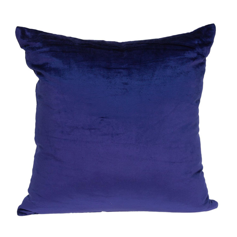 Coussin décoratif carré en mélange de coton bleu royal Topaz 22 po, Bleu royal, Polyester / Bourre en polyester