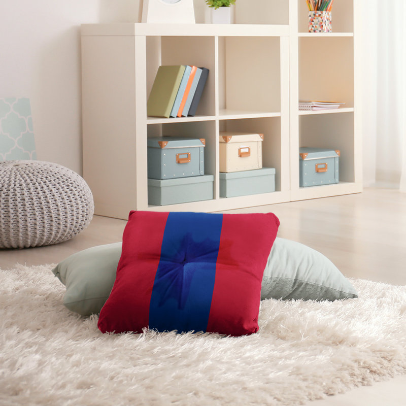 Coussin de sol touffeté buffalo, 26 po x 26 po, Rouge / Bleu