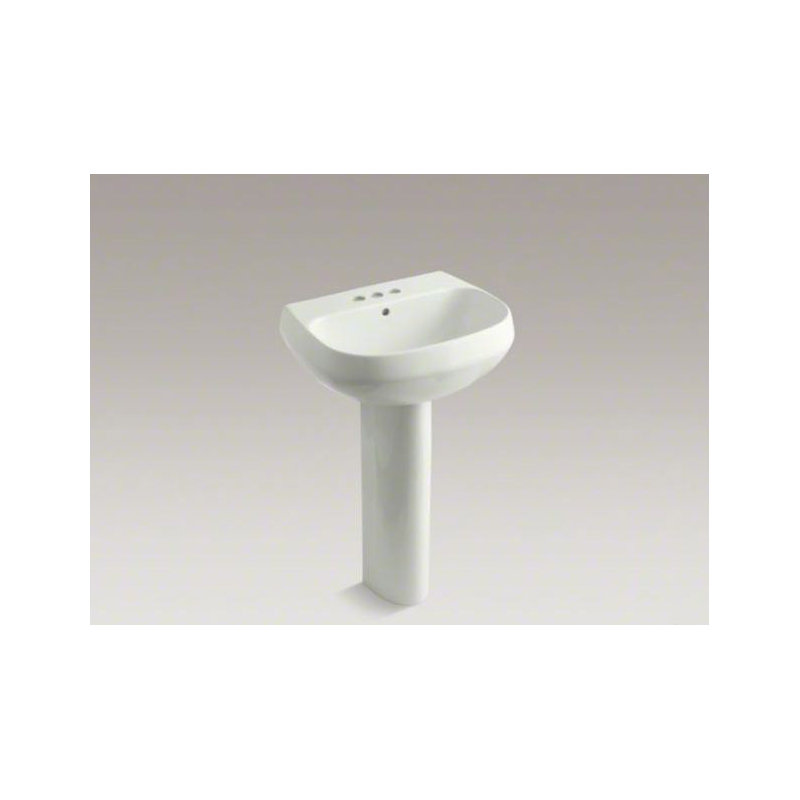 Wellworth Ceramic Pedestal Bathroom Sink with Overflow, 4" Centers, Timberline