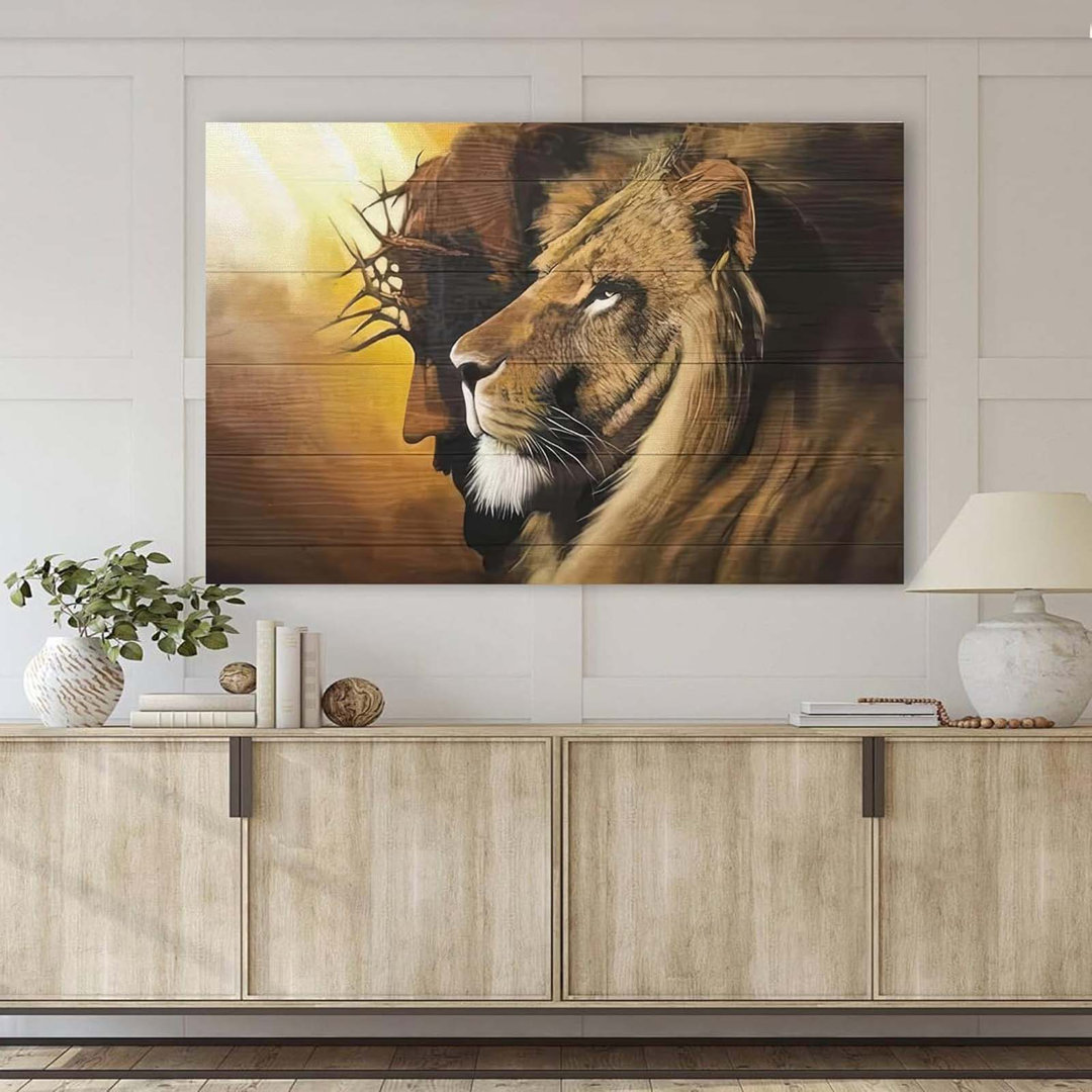 Framed Jesus Christ Canvas Wall Art The Lion Of Judah Christian Painting Prints Biblical Wall Decor Religious Room Decor For Church Prayer Room Christ