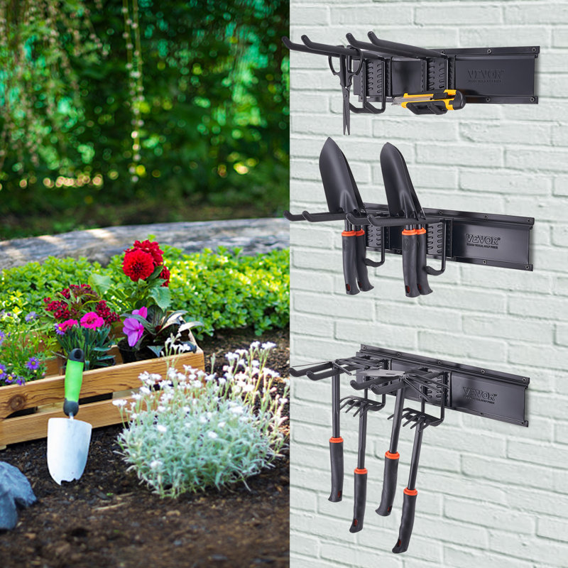Black Carbon Steel Wall-Mounted Garage Tool Organizer