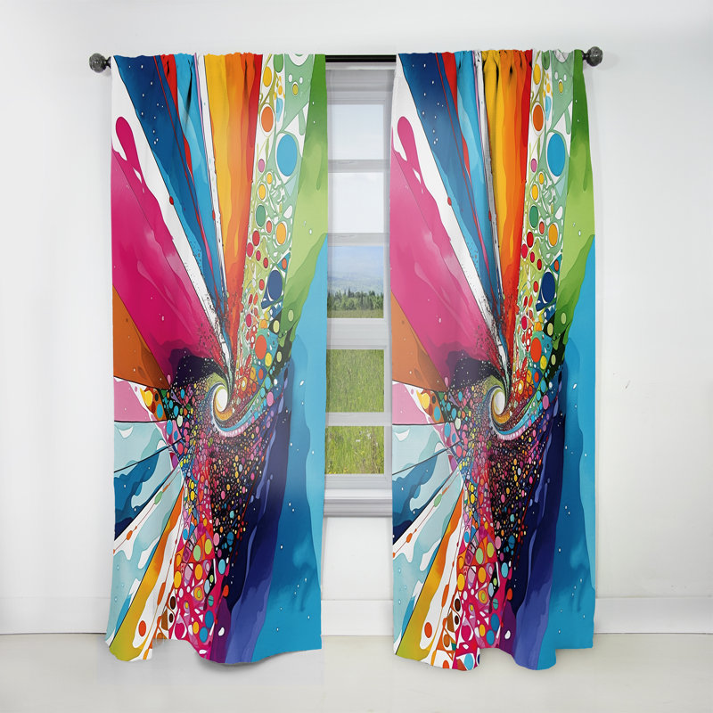 Riverelle - 1 coloris d'inspiration Tie Dye coloré - Rideau moderne - Velours obscurcissant - 1 panneau, L 52 po x L 84 po
