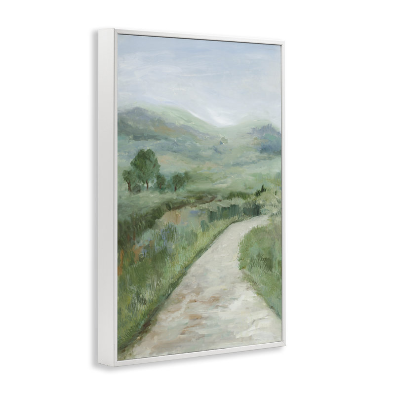  «Curving Path», art de la giclée encadrée par Jacob Q, H 18 po x l 12 po, Estampe numérique encadrée blanc bord de mer