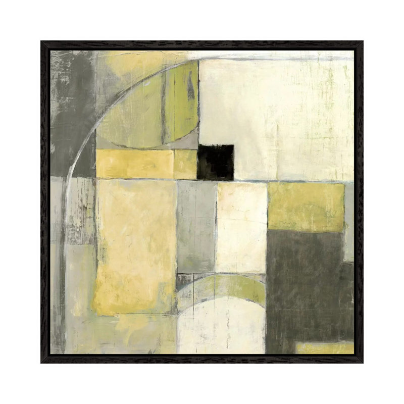 Blues Before Sunrise Yellow And Grey by Mike Schick - Print on Canvas, 66.04 cm H x 66.04 cm W, Black Framed