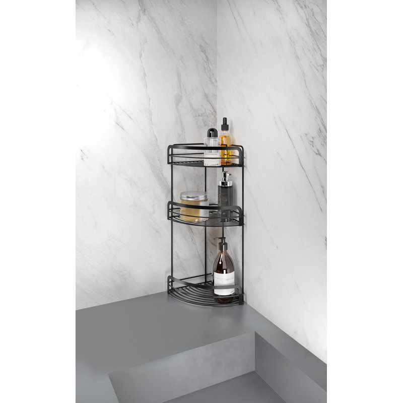 Origin Lava bathroom corner shelf with 3 shelves