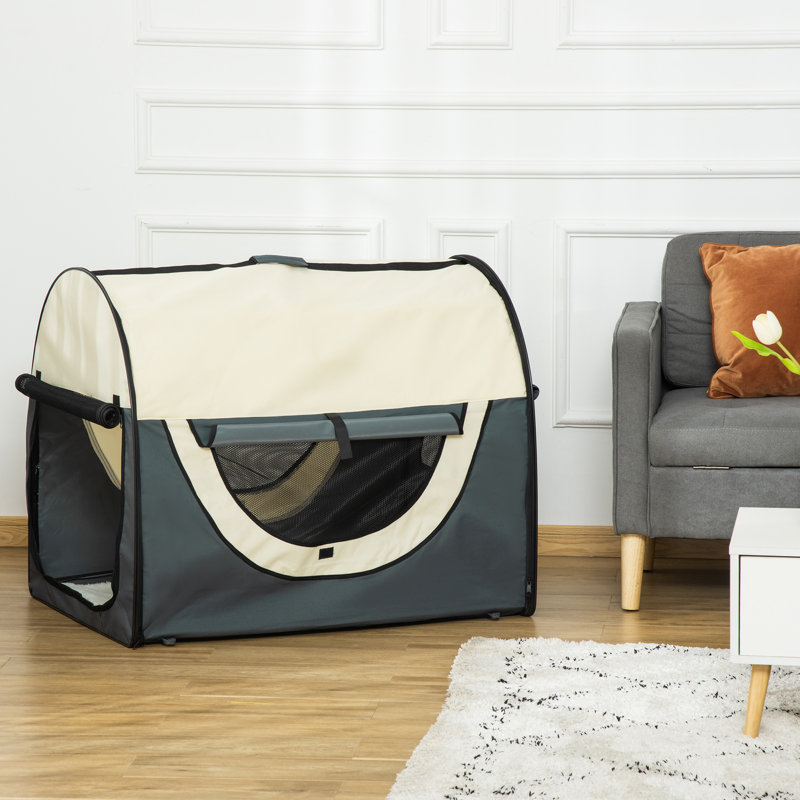 Steel Collapsible Soft-Sided Crate with 1 Door, Grey, 76cm H x 97cm W x 71cm D