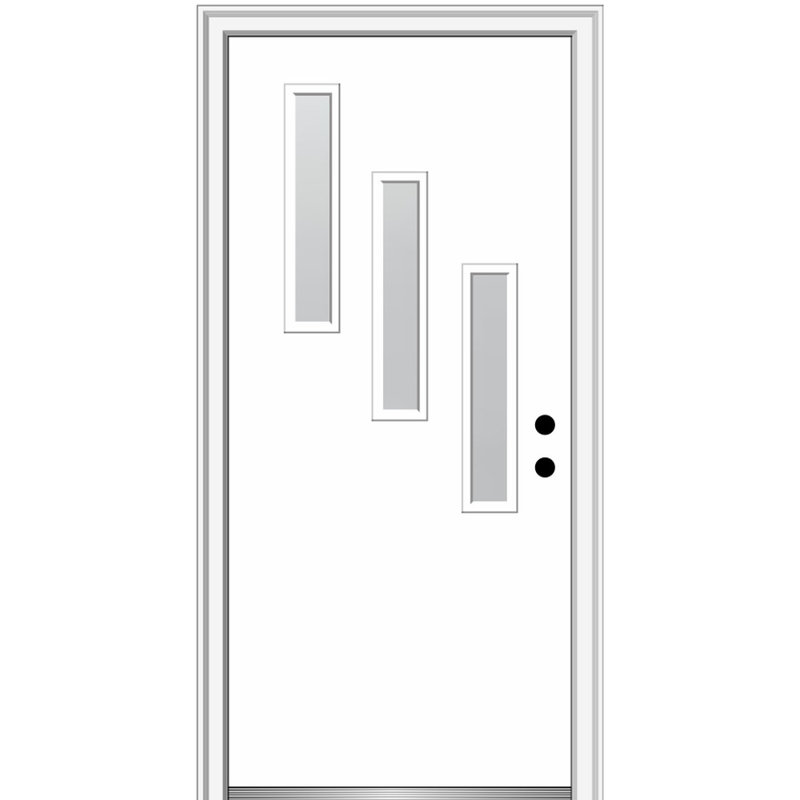 Porte d'entrée avant en fibre de verre Spotlight Spotlight, H 80 po x l 30 po x P 1,75 po, Ouverture à droite, Blanc brillant