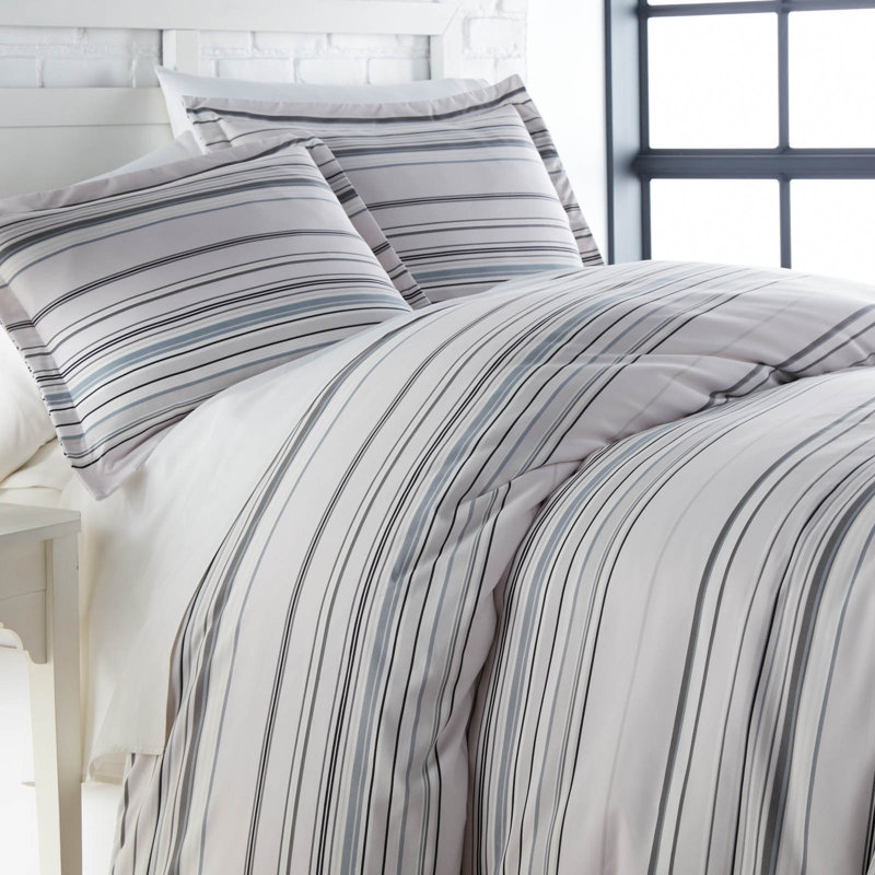 King Gray Reversible Microfiber Down Alternative Comforter Set