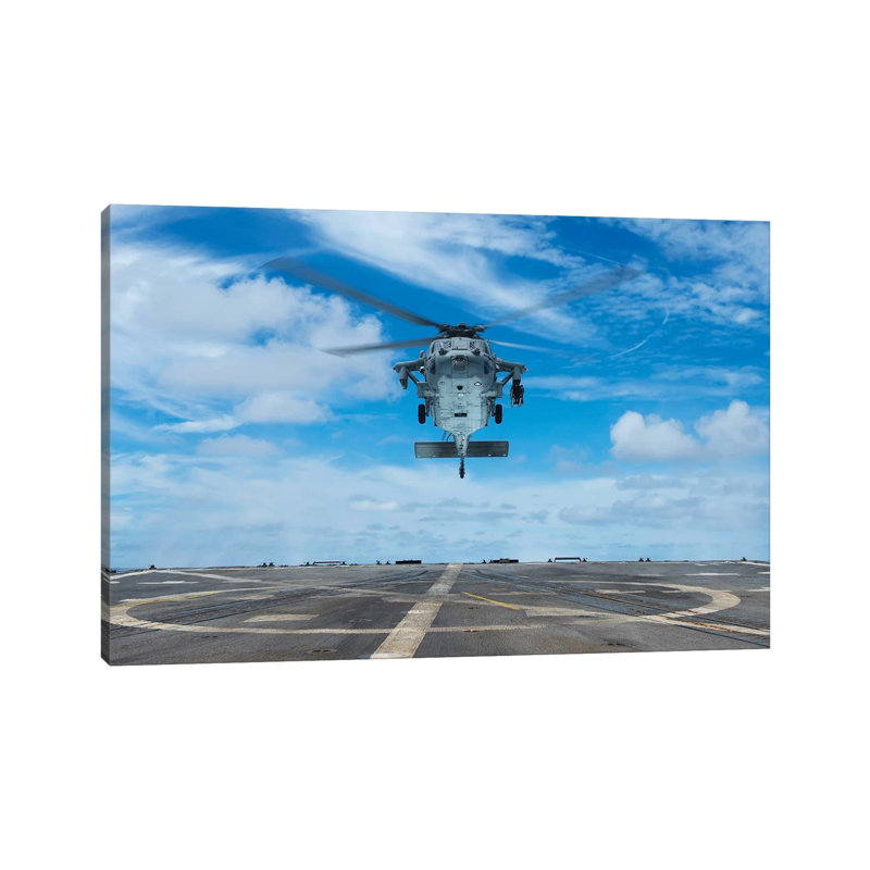 A US Navy MH-60S Seahawk Helicopter Prepares To Land by Stocktrek Images - Wrapped Canvas Print, 20.32 cm H x 30.48 cm W