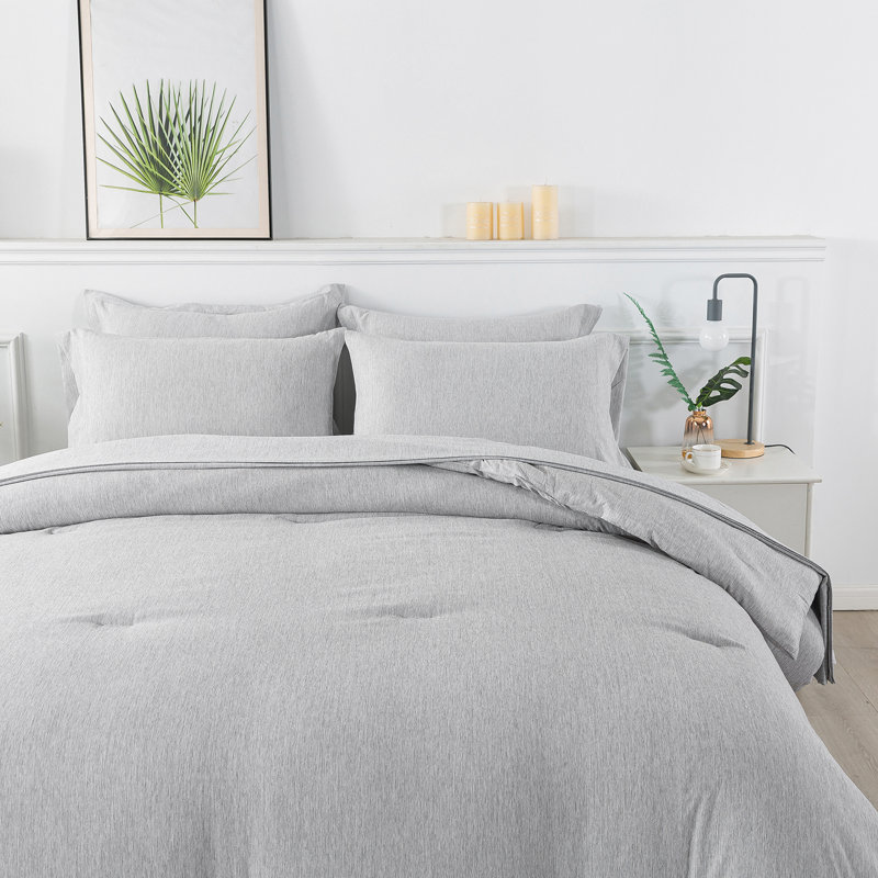 Soft Cationic Dyeing Bed in a Bag Comforter Set, Twin Comforter + 3 Additional Pieces, Light Gray