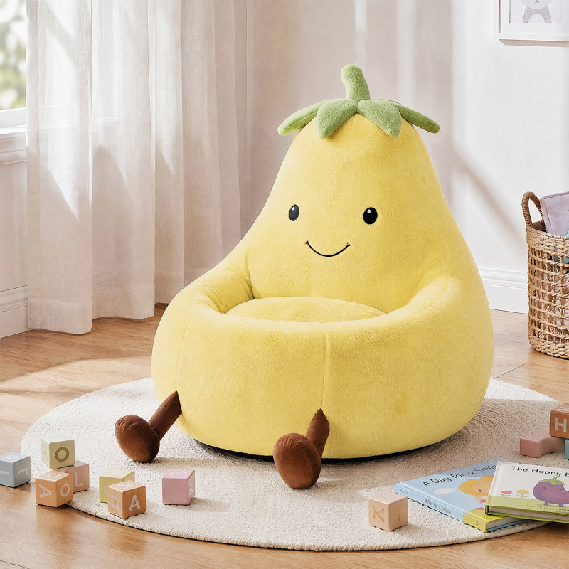 Fauteuil à billes avec aubergine Kannon, H 21,65 po x l 23,62 po x P 24,4 po, Polyester jaune